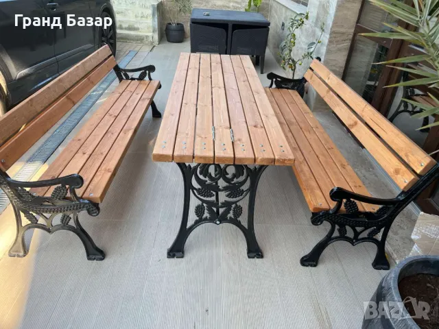 Комплект маса + 2 пейки,градинска мебел, снимка 4 - Градински мебели, декорация  - 48560189