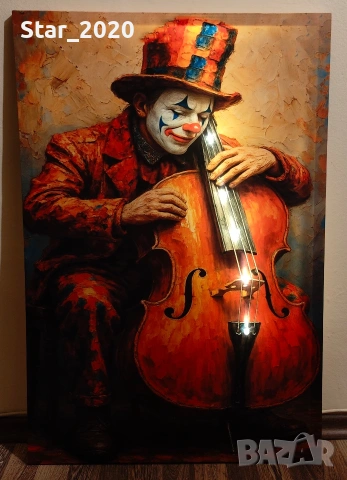 Светеща картина с LED осветление - Joker с цигулка 🎻, снимка 3 - Картини - 52970737