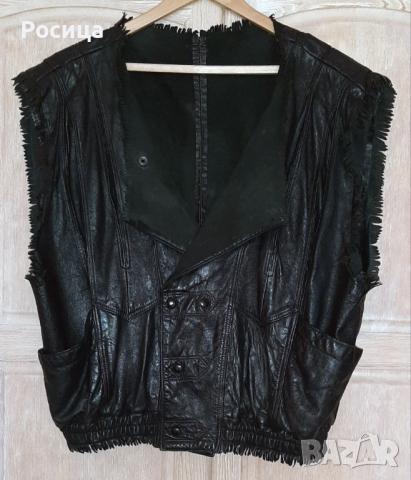 Мъжки черен елек бутик, естествена кожа, снимка 2 - Други - 44902070