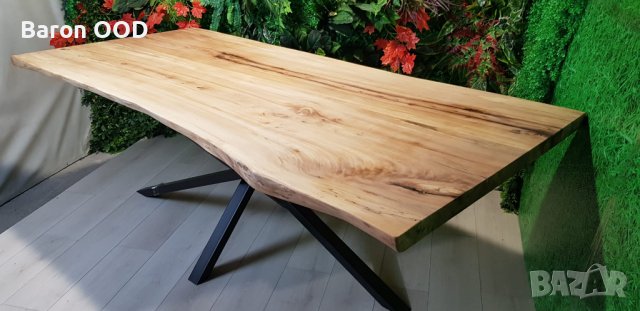 Трапезна маса, маса за хранене с жив ръб от масивно дърво Бряст, снимка 4 - Маси - 38242695