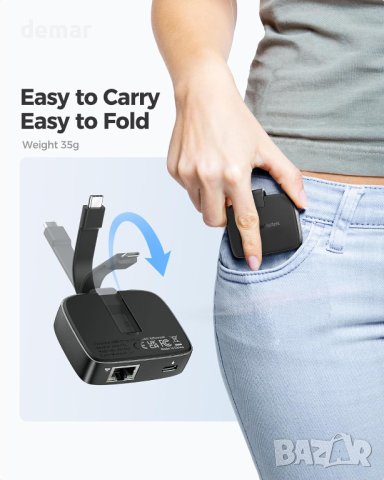 Cable Matters Преносим USB C до 2,5 Gigabit Ethernet адаптер със 100 W зареждане, снимка 2 - Кабели и адаптери - 44050522