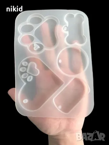 Сърце с лапа лапичка кокал таг табела кръг силиконов молд форма фондан шоколад смола висулка декор , снимка 4 - Форми - 47781304