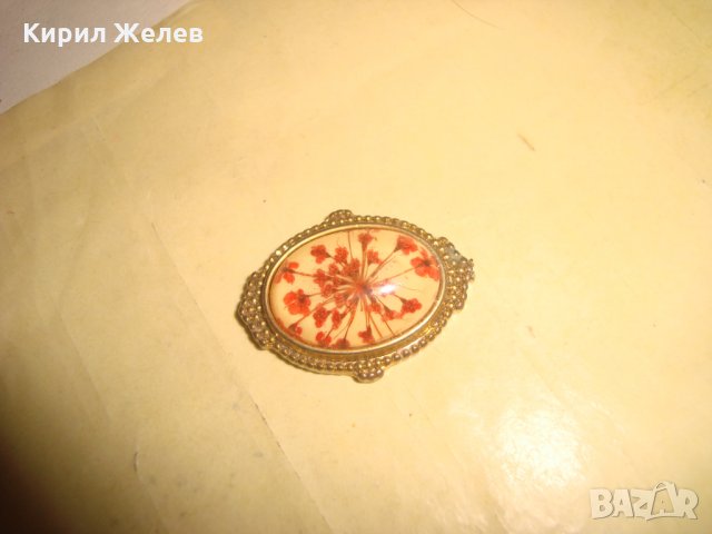 СТАРО БРОНЗОВО ФЛОРАЛНО БИЖУ АПЛИКАЦИЯ БЕЛ ЕПОК СТИЛ с ЕМАЙЛ-ЛАК 14349, снимка 5 - Антикварни и старинни предмети - 35596756