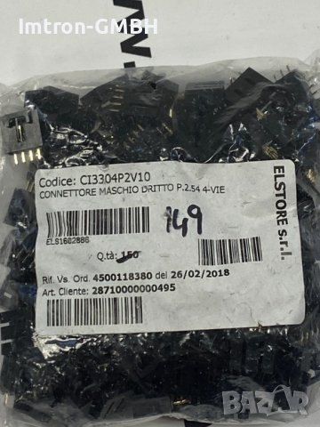 Конектор Connector  	 CI3304P1V10  CONN HEADER VERT 4POS  Стъпка - Чифтосване 0,100" (2,54 мм), снимка 2 - Друга електроника - 43939157