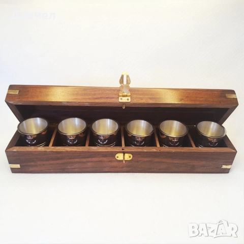 Чаши за шотове от бронз в дървена кутия
