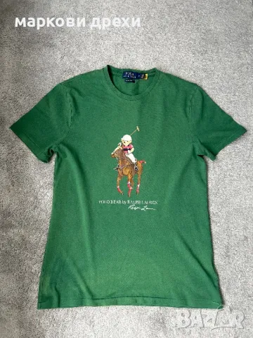 Polo Ralph Lauren bear player print t-shirt in green М, снимка 2 - Тениски - 50152713