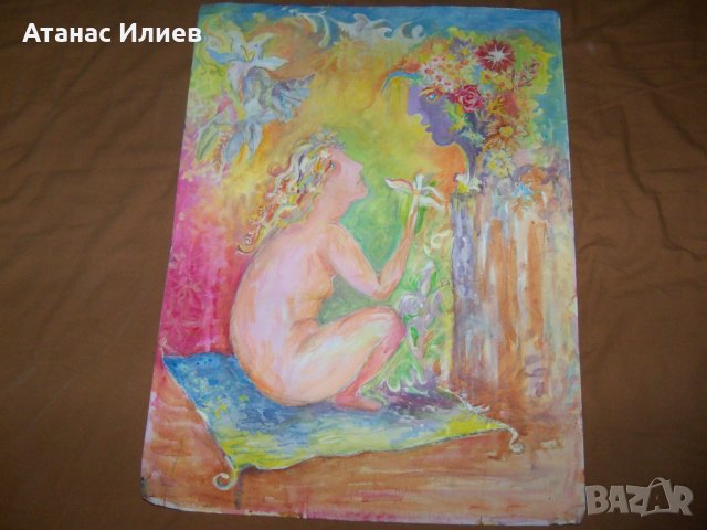 "Разговор" красива картина на художничката Десислава Илиева, снимка 2 - Картини - 38817546