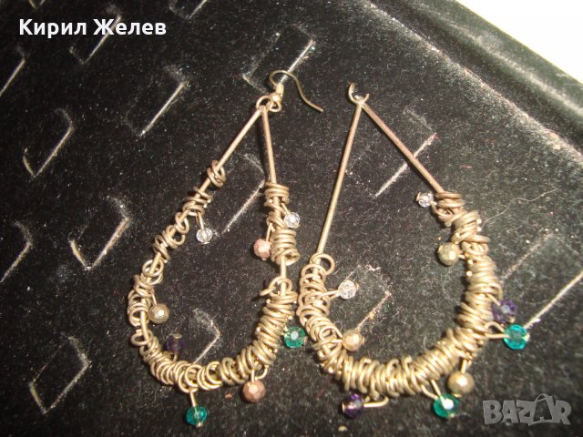 КРАСИВИ ВИНТИДЖ МЕСИНГОВИ ОБЕЦИ с ЦВЕТНИ КРИСТАЛИ ХЕНД-МЕЙД ИЗРАБОТКА 20513, снимка 6 - Обеци - 32522797