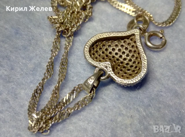 СКЪПОЦЕНЕН СРЕБЪРЕН ПЕНДАНТ СЪРЧИЦЕ сБЛЕСТЯЩИ ЦИРКОНИ и ФИНА СРЕБЪРНА ВЕРИЖКА СРЕБРО 925 КОЛИЕ 28710, снимка 3 - Колиета, медальони, синджири - 50532460