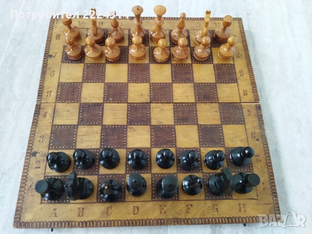 Стар дървен шах 34/34 см., снимка 12 - Шах и табла - 40660616