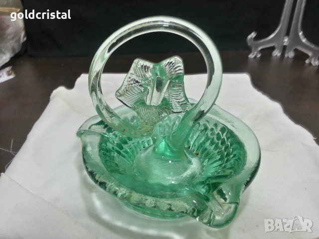 Стар стъклен пепелник ръчна изработка 