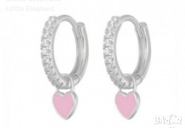 Висящи обеци сърца pink,бранд/нови