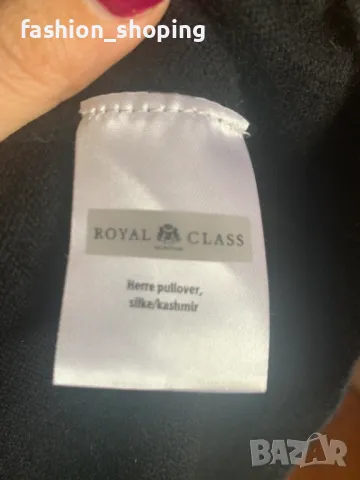 Черен пуловер тип поло Royal Class, размер L, кашмир и коприна, снимка 4 - Блузи с дълъг ръкав и пуловери - 47968160