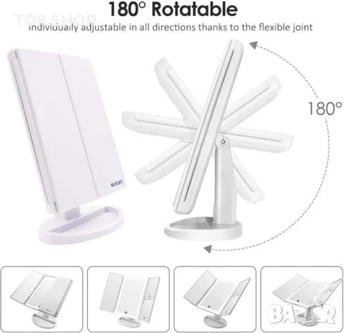 WEILY Козметичво огледало за грим с LED осветление и сензорен екран, снимка 2 - Други - 48477846