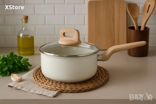 Касерола с капак Voltz Nice, 18x8.5см.\2.1л., Кован алуминий, Мраморно покр., Индукция, снимка 4 - Съдове за готвене - 52507629