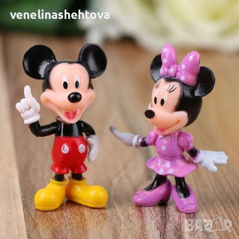6 броя сет Мини Маус Мики Маус малки фигурки за торта, снимка 4 - Фигурки - 43965587