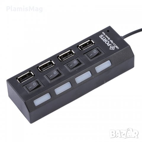 USB хъб, USB 2.0, 7 Порта, Черен , снимка 3 - Кабели и адаптери - 34601870