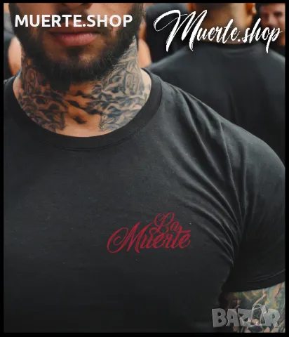 Черна тениска с щампа LA MUERTE ANCIENT PHYLO, снимка 2 - Тениски - 47554440