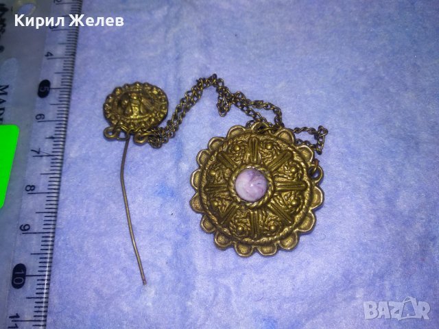 19в ВЪЗРОЖДЕНСКА РЯДКА БОГАТО ОРНАМЕНТИРАНА ДВОЙНА БРОНЗОВА ЗАБОДКА БРОШКА ЕТНО НАКИТ За НОСИЯ 34409, снимка 16 - Антикварни и старинни предмети - 39677495