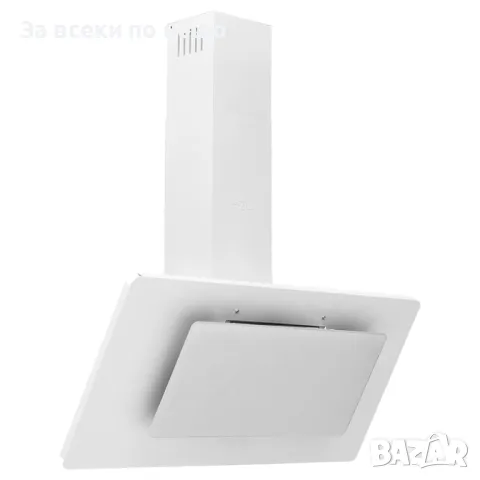 Стенен абсорбатор, 90 см, инокс и закалено стъкло, бял