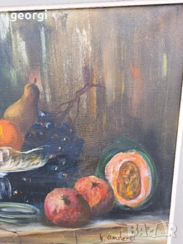 голяма стара картина натюрморт , снимка 7 - Картини - 51392256