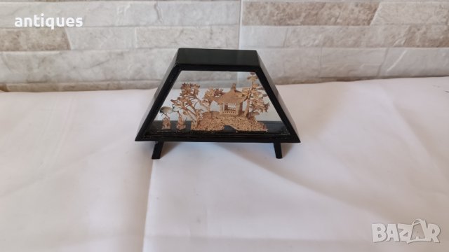 Диорама - азиатско изкуство от корк - ръчна изработка, снимка 2 - Антикварни и старинни предмети - 39435303