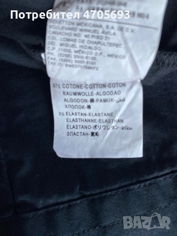 Черна памучна риза Beneton, снимка 6 - Ризи - 53062258