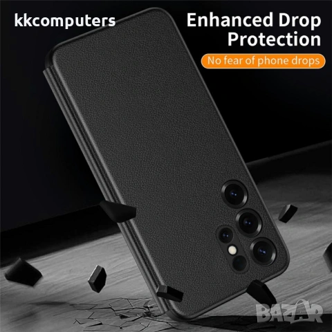 Smart View кожен калъф с прозорец и протектор за Samsung Galaxy S25 Ultra - четири цвята, снимка 7 - Калъфи, кейсове - 53401681