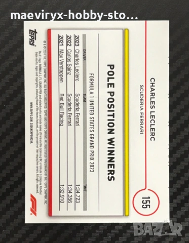 Topps Chrome Fromula 1 (2024) - #155 Charles Leclerc /199 , снимка 2 - Колекции - 53114720