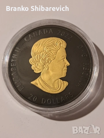 Красива сребърна монета от Канада с позлата и родий, снимка 2 - Нумизматика и бонистика - 53089718