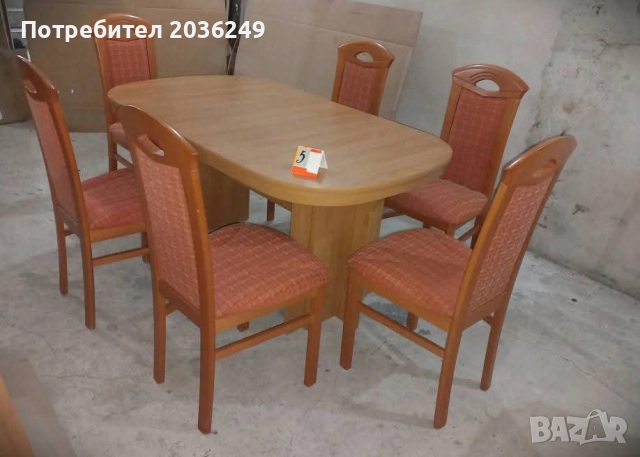 Комплект масивна разтегателна маса с 6 стола, снимка 5 - Маси - 52526809