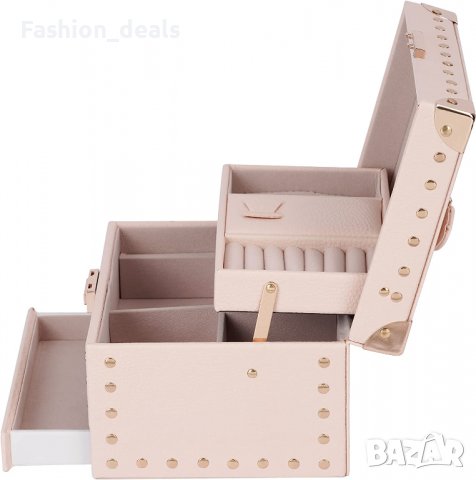 Нова голяма кутия за бижута Калъф за съхранение на пръстени обеци гривни органайзер за пътуване, снимка 4 - Други - 38616742