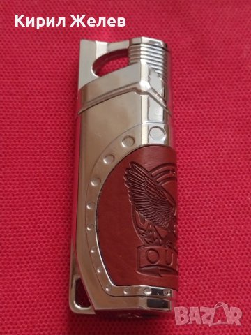 ЛУКСОЗНА ЗАПАЛКА МЕТАЛНА С КОЖЕН ОБКОВ OUKAQI МНОГО КРАСИВА СТИЛЕН ДИЗАЙН 9921