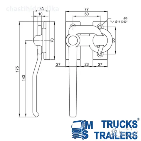 Поцинкована ключалка - дясна 10350110R, снимка 2 - Части - 48331842