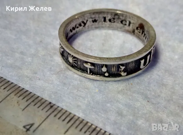 ЕЛ КАМИНО ПЪТЯТ Към САНТЯГО РИМОКАТОЛИЧЕСКИ СРЕБЪРЕН ПРЪСТЕН ЛАКИРАНО СРЕБРО 925 АРТ ИЗРАБОТКА 48886, снимка 3 - Антикварни и старинни предмети - 49913134