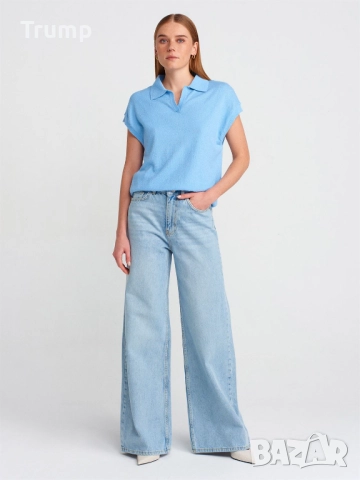 Дънков панталон Snow Wash Wide Cut - светлосин, снимка 3 - Дънки - 52219118