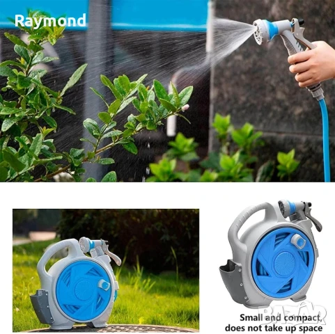 Автоматична макара с маркуч 15 м – компактна, с 7-функционална дюза, снимка 5 - Макари - 50822823