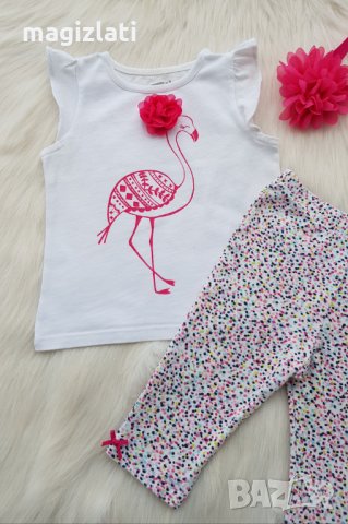 Тениска фламинго и късо клинче за момиче 80-86см., снимка 8 - Комплекти за бебе - 33242090