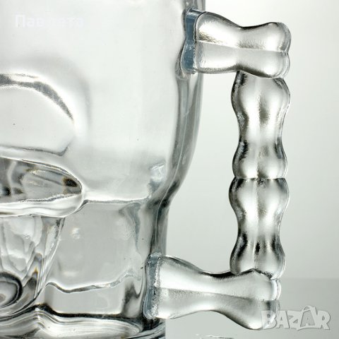 Уникална стъклена халба във форма на Череп, снимка 6 - Чаши - 43129097