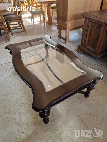 Масивна Холна Маса със Стъкло-внос от Германия!, снимка 2 - Маси - 49388838