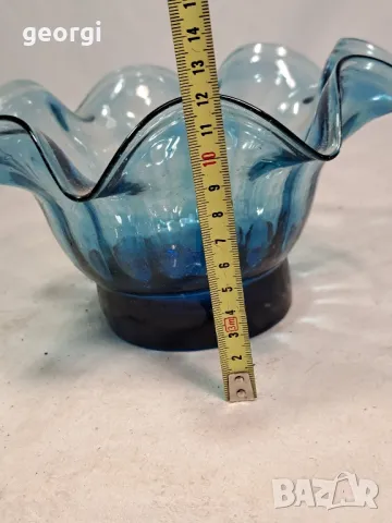 стъклена фруктиера арт синьо стъкло 19/5, снимка 5 - Декорация за дома - 49266853