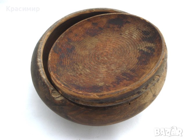СТАРА ДЪРВЕНА КУПА С КАПАК- СОЛНИЦА, снимка 3 - Антикварни и старинни предмети - 43764683