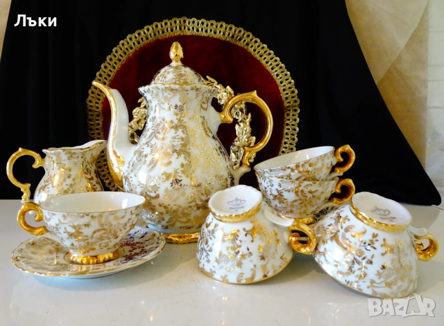 Каничка баварски костен порцелан,злато,барок. , снимка 9 - Антикварни и старинни предмети - 52267321