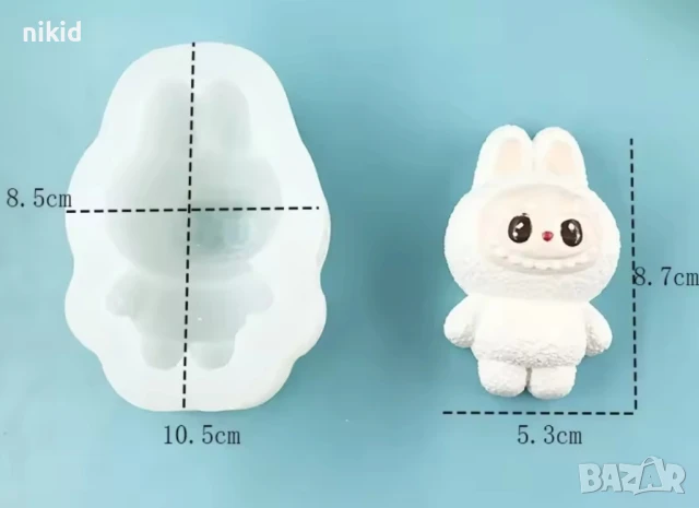 Labubu Лабубу чудовище силиконов молд форма фондан шоколад гипс смола декор, снимка 4 - Форми - 51141153