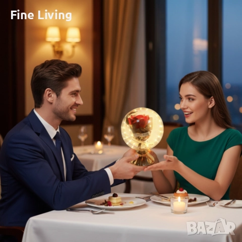 Лампа с роза и мека светлина – подарък, който остава и след празника, снимка 7 - Настолни лампи - 52165526