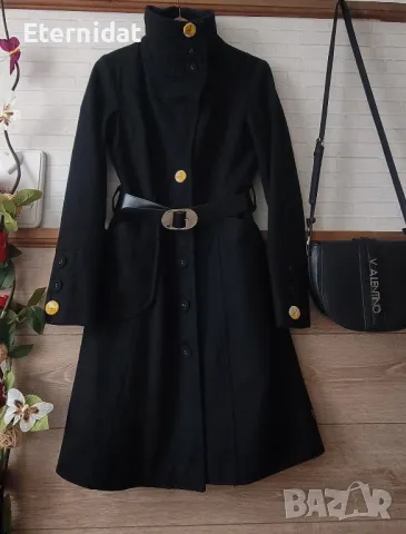 Черно палто вълна OBJECT , снимка 6 - Палта, манта - 49037212