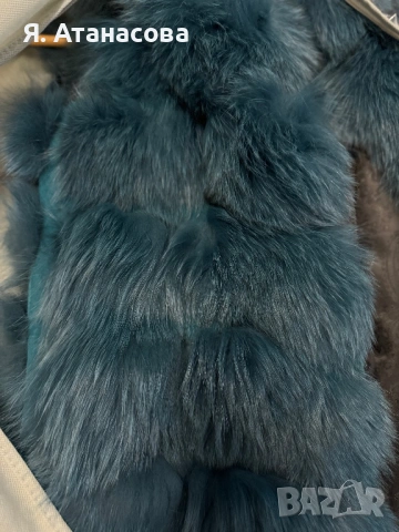 ДЪЛЪГ ЗИМЕН ЕЛЕК С ЕСТЕСТВЕН КОСЪМ GRANDIOSO, СИН ЦВЯТ, снимка 6 - Елеци - 52579592