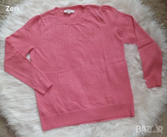 МЕКИЧКА и ТОПЛА блуза в розов меланж с красива дантелена плетка при деколтето , снимка 1 - Блузи с дълъг ръкав и пуловери - 43085009