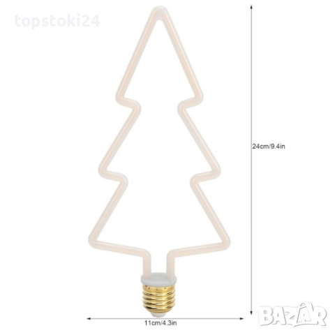 Коледна декоративна LED крушка – топла светлина, две форми: Звезда или Елха, снимка 8 - Други стоки за дома - 52641945