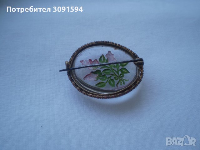Рядка колекционерска брошка стъкло ГЕМИЯ цветя, снимка 5 - Антикварни и старинни предмети - 37513723
